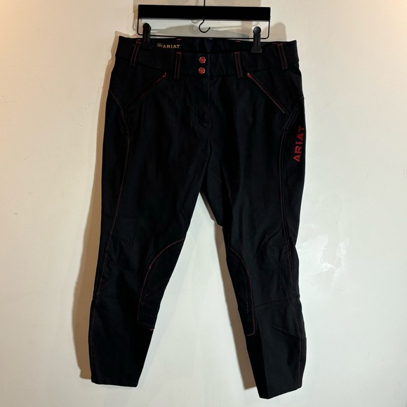 ARIAT SZ 32R 3/4 Length Riding Breeches Zipper Closure Pockets Compression Pants - Picture 2 of 16